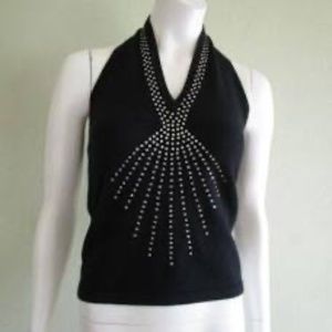 Michael Kors Crystal & Cashmere Halter Top